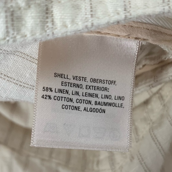 Anthropologie Palm Beach Linen Blend Wide Leg Crop Cream Pinstripe Belted Pant - Picture 12 of 16